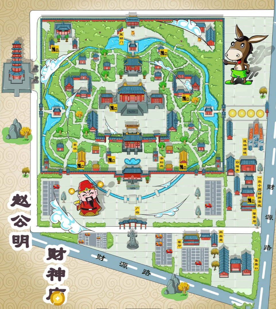 城子河寺庙类手绘地图